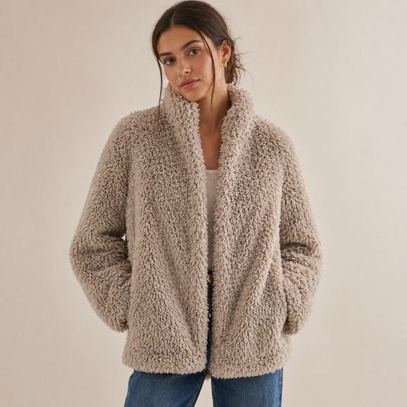 Anthropologie Jackets & Blazers - Elvenses Anthropologie Faux Fur Jacket – Size S – Cozy Neutral Layer
